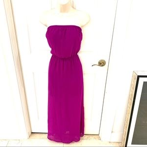 Forever 21 purple chiffon strapless maxi dress